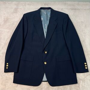 Hart Schaffner Marx 44R Dark Blue Blazer Sport Coat Gold Buttons Made in USA